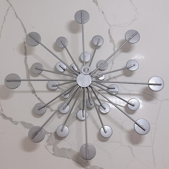 Set of 3 Jeweled 3D Silver Metal Atomic Starburst Wall - Picture 4 of 7